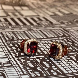 Henri Bendel Red Cubic Pave Stud Earrings. New! 😍